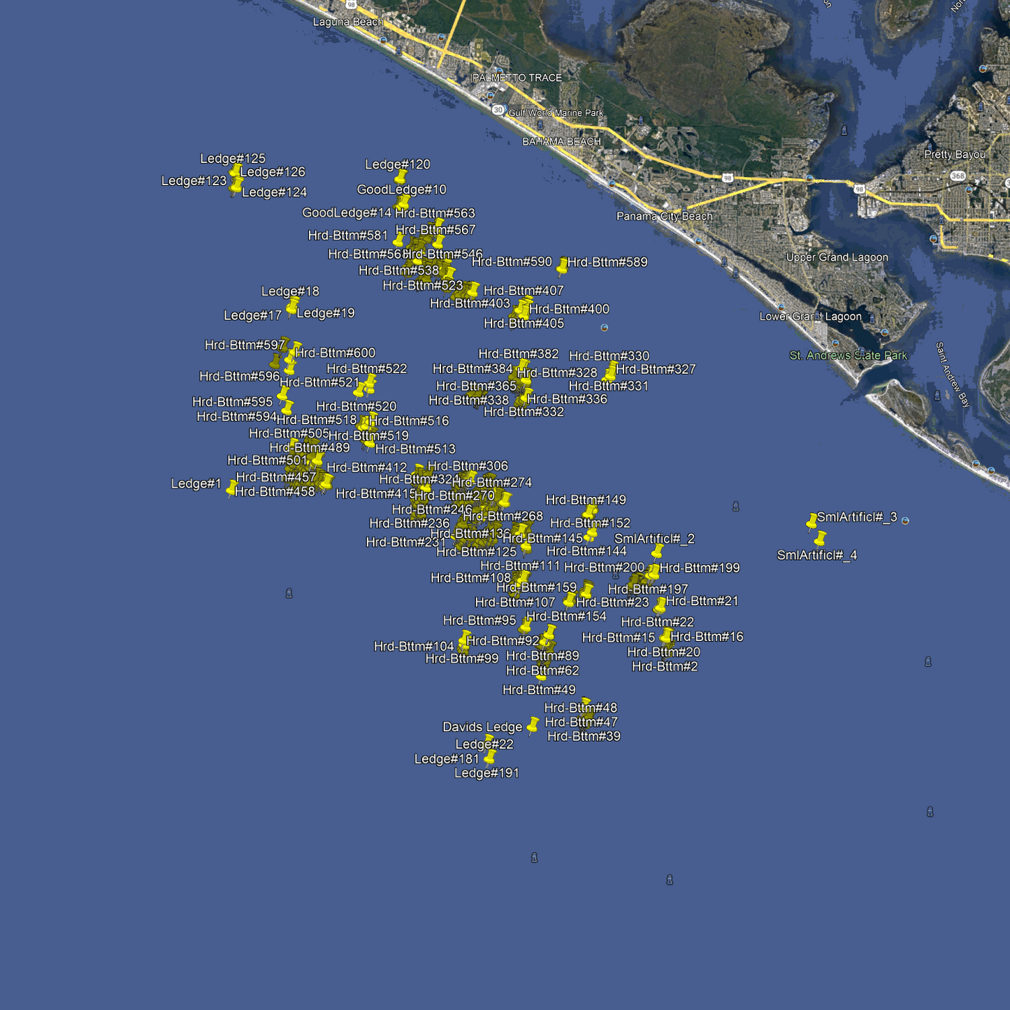 Panama City Beach Nearshore Fishing Spots - GPS Fishing Numbers