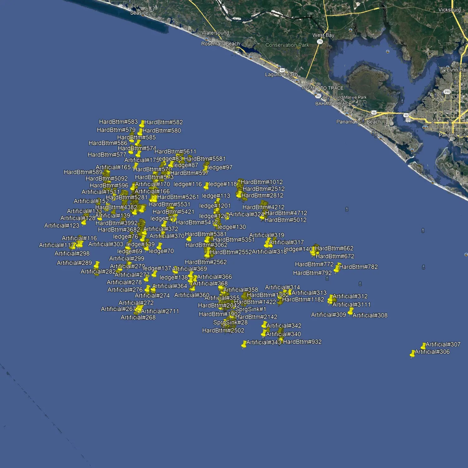 Explore Panama City Beach Fishing Spots - Offshore Numbers – Fish On