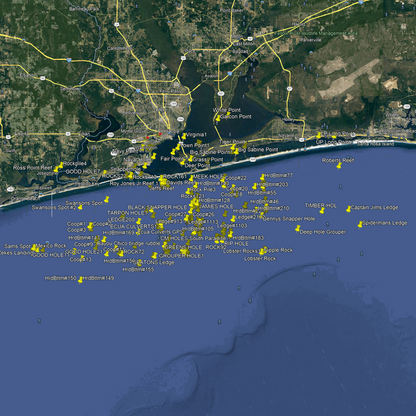 Pensacola Fishing Spots Nearshore  - GPS Fishing Numbers