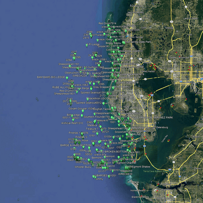 Pinellas Fishing Spots -  Nearshore - GPS Fishing Numbers