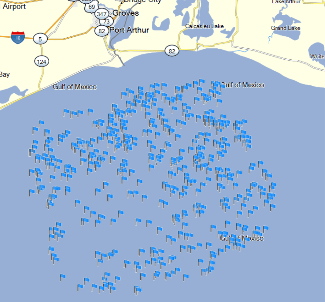 Port Arthur Fishing Spots - Offshore - GPS Fishing Numbers