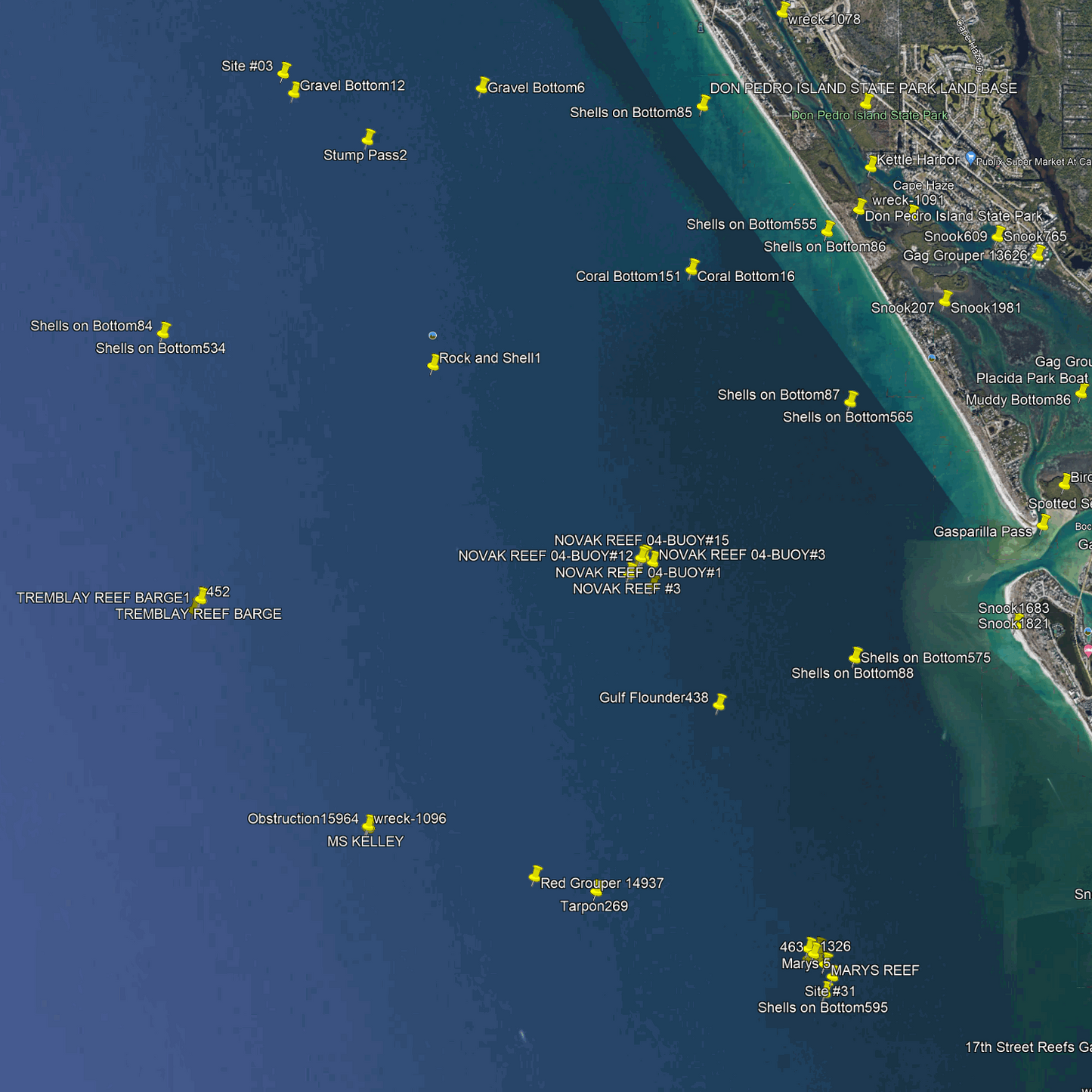 Port Charlotte Fishing Spots - Nearshore & Charlotte Harbor - GPX fishing numbers