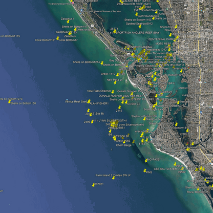 Sarasota Fishing Spots - Coastal Nearshore - GPX numbers