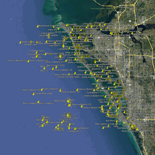 Sarasota Fishing Spots - Coastal Nearshore - GPX numbers