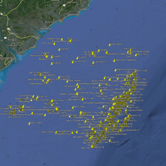 Savannah Fishing Spots - Offshore - GPS Fishing Numbers