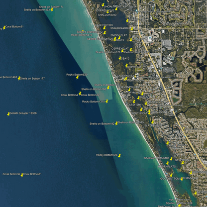 Venice Fishing Spots - Coastal Nearshore - GPS Fishing Numbers