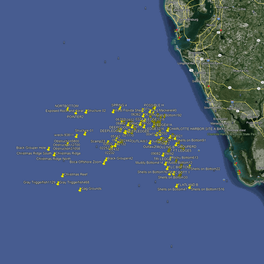 Venice & Pt Charlotte Offshore Fishing Spots - GPS Fishing Numbers