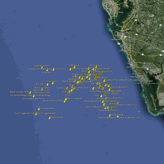 Venice & Pt Charlotte Offshore Fishing Spots - GPS Fishing Numbers