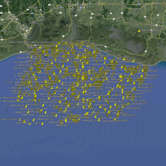 Western Louisiana Coastal and Offshore Fishing Spots - GPS Fishing Numbers